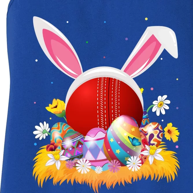 Cricket Sports Lover Easter Egg Funny Cricket Easter Sunday Meaningful Gift Women's Racerback Tank