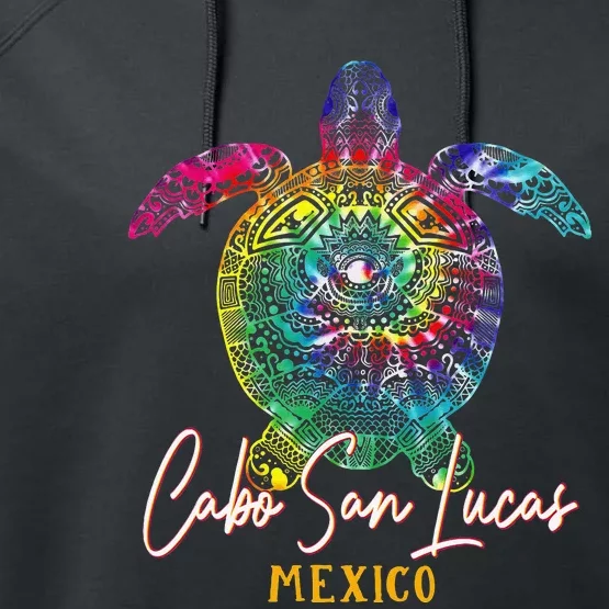 Cabo San Lucas Tie Dye Sea Turtle Matching Family Vacation Performance Fleece Hoodie