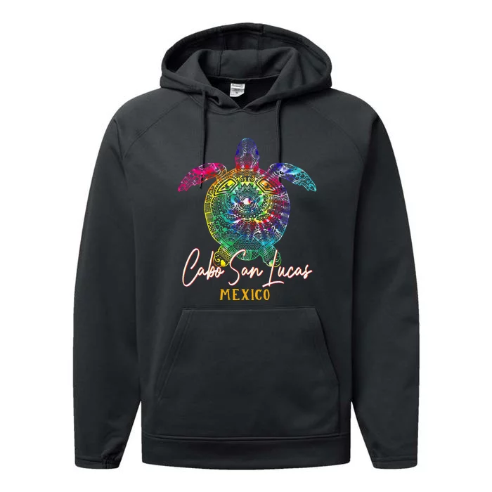 Cabo San Lucas Tie Dye Sea Turtle Matching Family Vacation Performance Fleece Hoodie