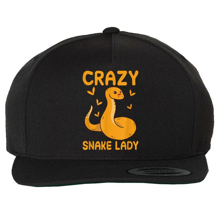 Crazy Snake Lady Snake Owner Quote Reptiles Wool Snapback Cap