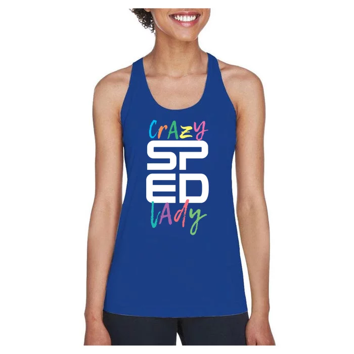 Crazy Sped Lady Special Education Teacher Gift Women's Racerback Tank