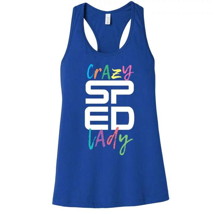 Crazy Sped Lady Special Education Teacher Gift Women's Racerback Tank