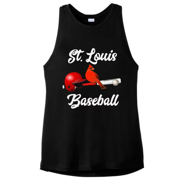 Classic St. Louis Missouri Baseball Fan Ladies Tri-Blend Wicking Tank