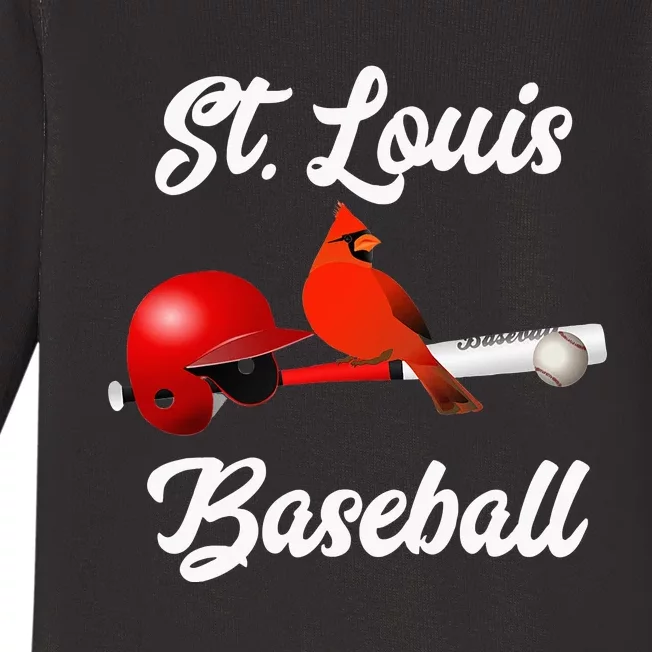 Classic St. Louis Missouri Baseball Fan Baby Long Sleeve Bodysuit