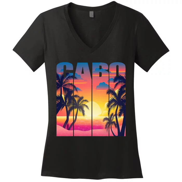 Cabo San Lucas Mexico Family Vacays Summer Trip 2024 Women's V-Neck T-Shirt