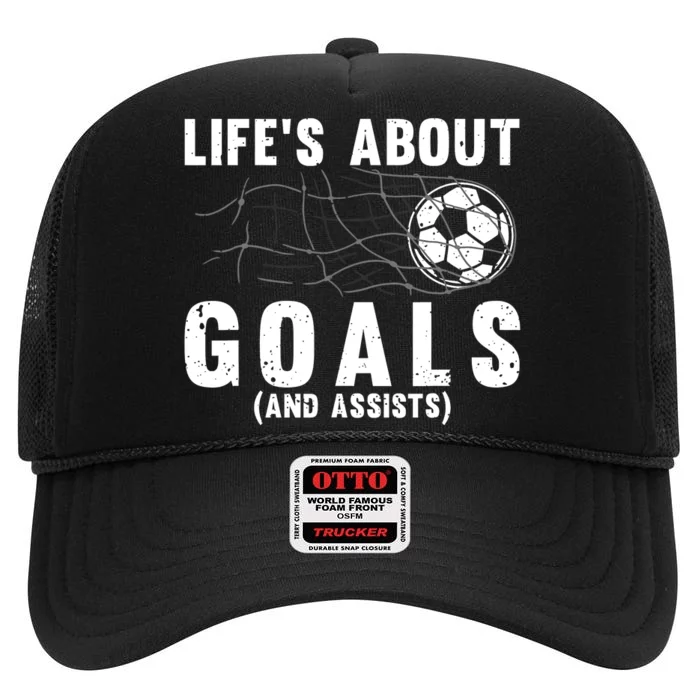 Cool Soccer Lovers Player Football Goal High Crown Mesh Trucker Hat