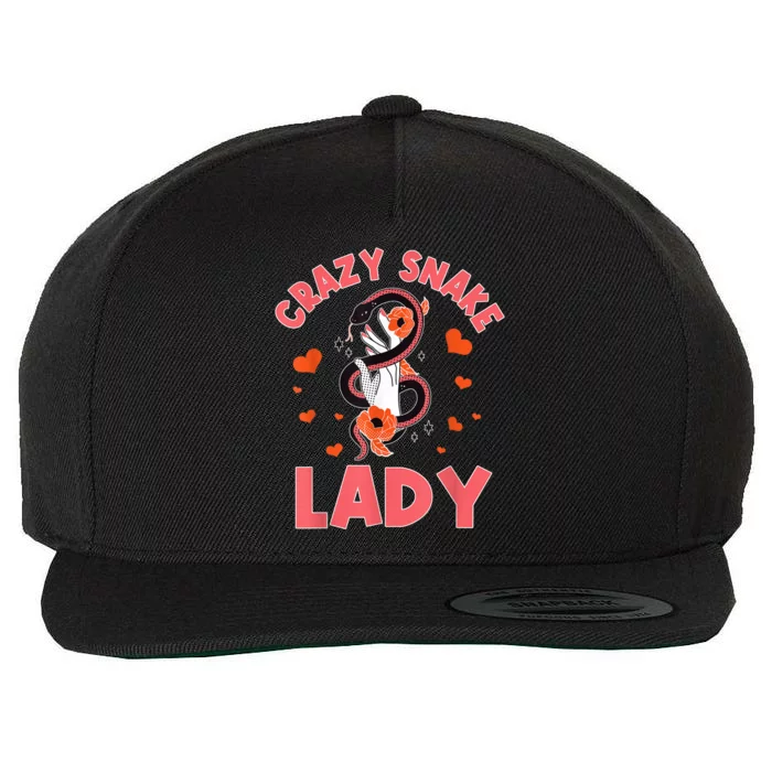 Crazy Snake Lady Snakes Reptile Girl Herpetologist Wool Snapback Cap