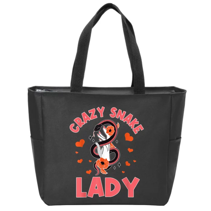 Crazy Snake Lady Snakes Reptile Girl Herpetologist Zip Tote Bag