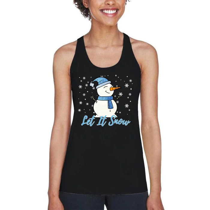 Cute Snowman Let It Snow Christmas Holiday Women's Racerback Tank