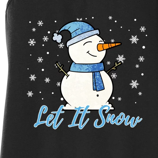 Cute Snowman Let It Snow Christmas Holiday Women's Racerback Tank