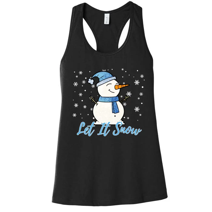 Cute Snowman Let It Snow Christmas Holiday Women's Racerback Tank