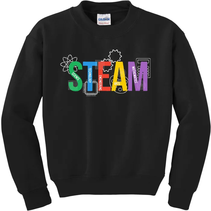 Colorful Steam Letters For Steam Program Teacher And Student Kids Sweatshirt