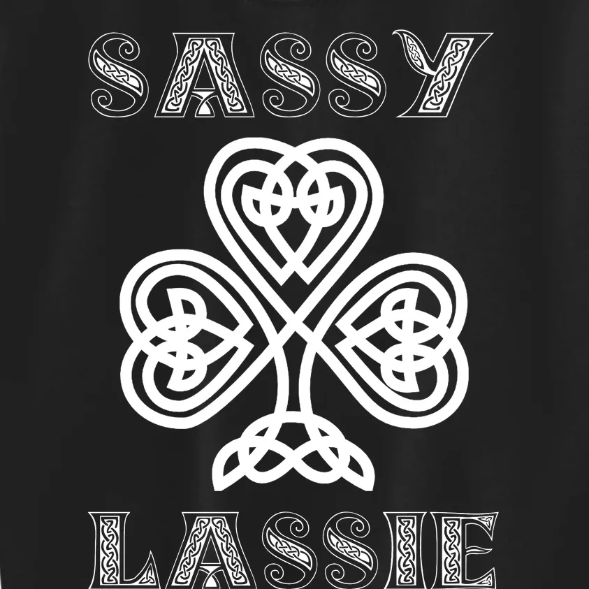 Cute Sassy Lassie Irish Shamrock Funny St Patricks Day Kids Sweatshirt