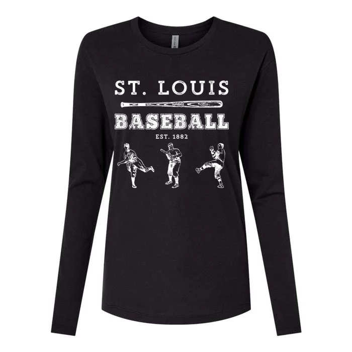 Classic St Louis Missouri Baseball Fan Retro Gift Womens Cotton Relaxed Long Sleeve T-Shirt