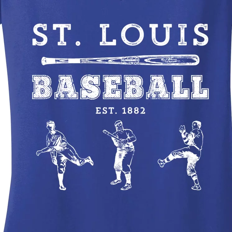 Classic St Louis Missouri Baseball Fan Retro Gift Women's V-Neck T-Shirt