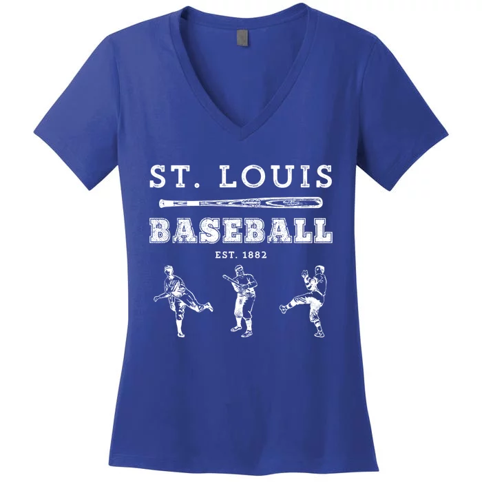 Classic St Louis Missouri Baseball Fan Retro Gift Women's V-Neck T-Shirt