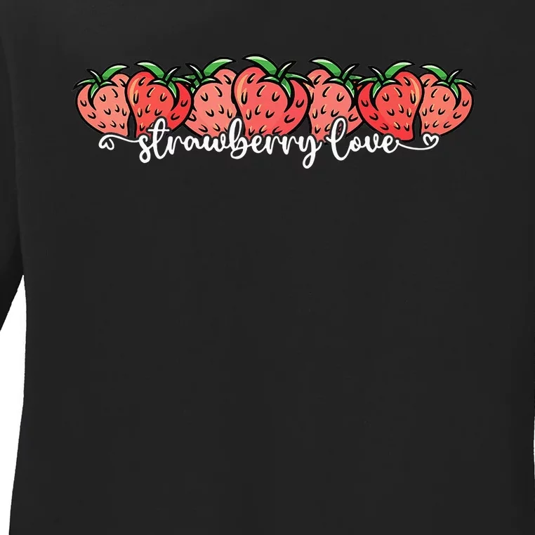 Cute Strawberry Love Lovers Fruit Berry Farmer Ladies Long Sleeve Shirt