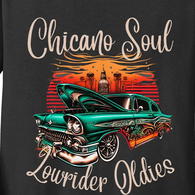 Chicano Soul Lowrider Oldies Car Clothing Low Slow Cholo Kids Long Sleeve Shirt