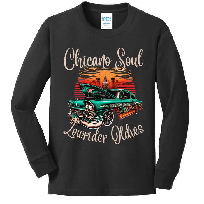 Chicano Soul Lowrider Oldies Car Clothing Low Slow Cholo Kids Long Sleeve Shirt