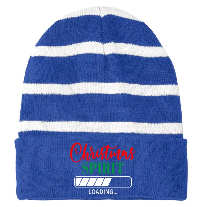 Christmas Spirit Loading Xmas Family Party Holiday Charging Gift Striped Beanie with Solid Band