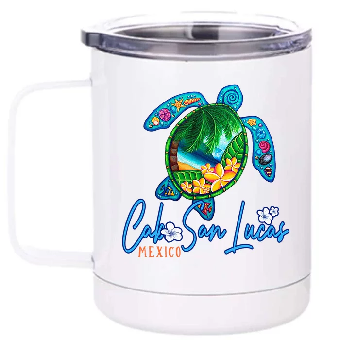 Cabo San Lucas Sea Turtle Mexico Vacation Family Trip Front & Back 12oz Stainless Steel Tumbler Cup