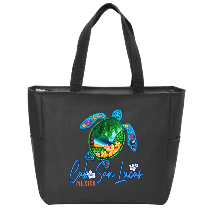 Cabo San Lucas Sea Turtle Mexico Vacation Family Trip Zip Tote Bag