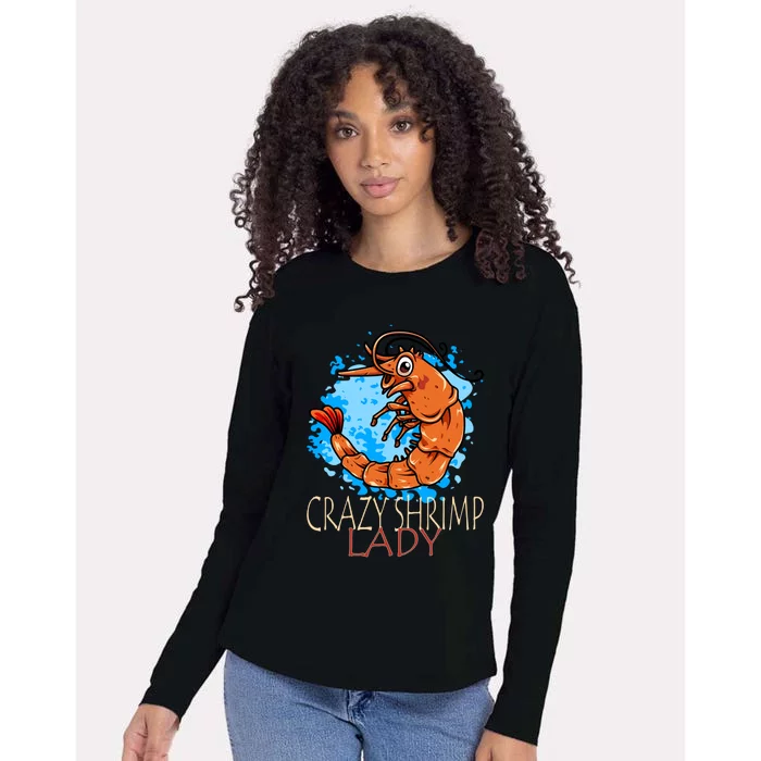 Crazy Shrimp Lady Great Gift Womens Cotton Relaxed Long Sleeve T-Shirt