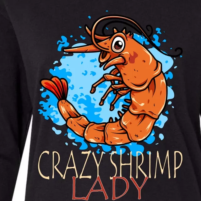 Crazy Shrimp Lady Great Gift Womens Cotton Relaxed Long Sleeve T-Shirt