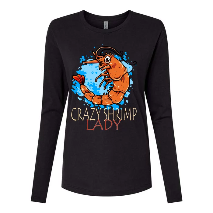 Crazy Shrimp Lady Great Gift Womens Cotton Relaxed Long Sleeve T-Shirt