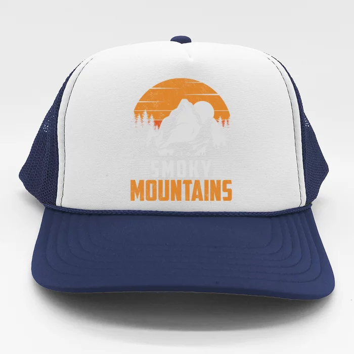 Camping Smoky Mountains Vintage Retro Trucker Hat