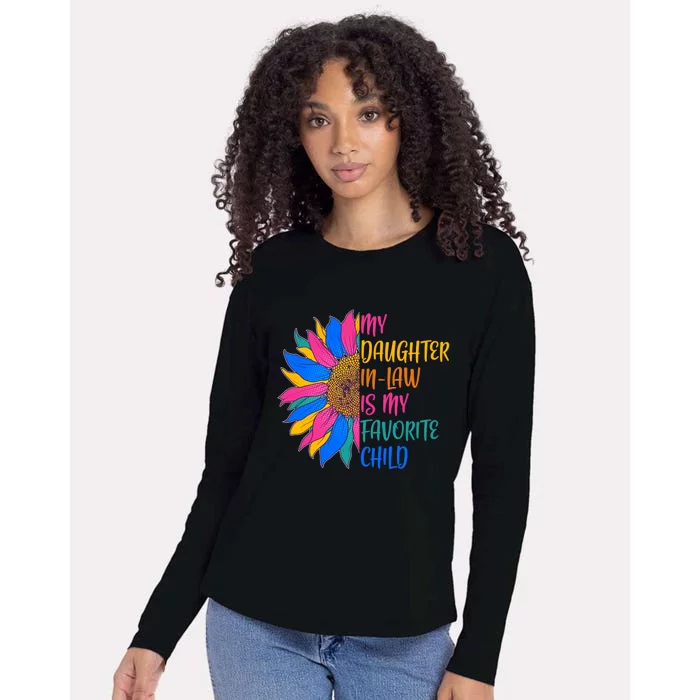 Colorful Sunflower My Daughter In Law Is My Favorite Child Womens Cotton Relaxed Long Sleeve T-Shirt