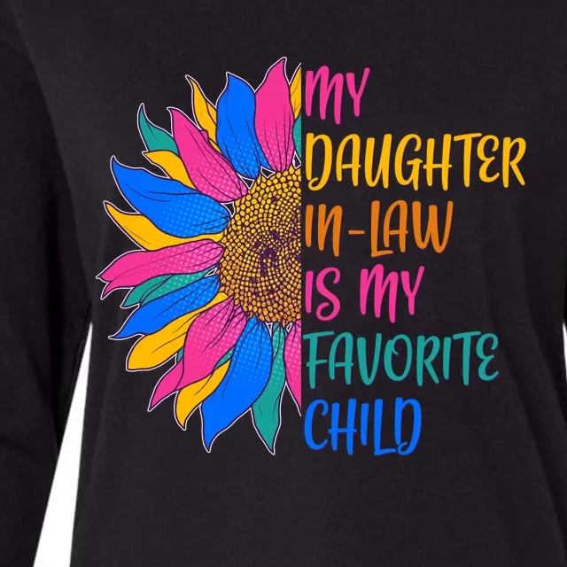 Colorful Sunflower My Daughter In Law Is My Favorite Child Womens Cotton Relaxed Long Sleeve T-Shirt