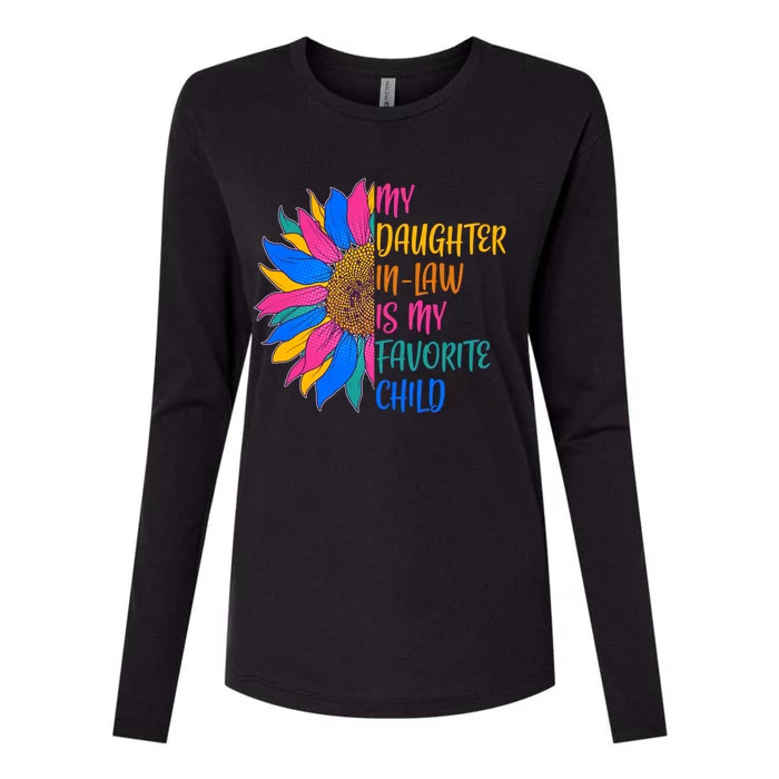 Colorful Sunflower My Daughter In Law Is My Favorite Child Womens Cotton Relaxed Long Sleeve T-Shirt