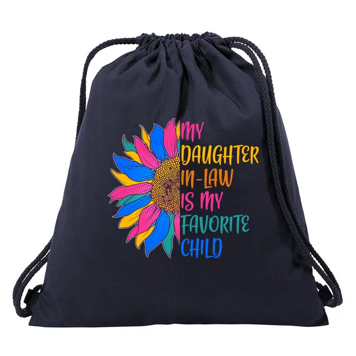 Colorful Sunflower My Daughter In Law Is My Favorite Child Drawstring Bag