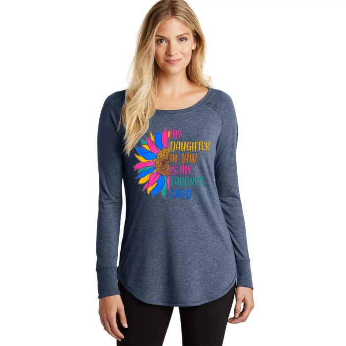 Colorful Sunflower My Daughter In Law Is My Favorite Child Women's Perfect Tri Tunic Long Sleeve Shirt