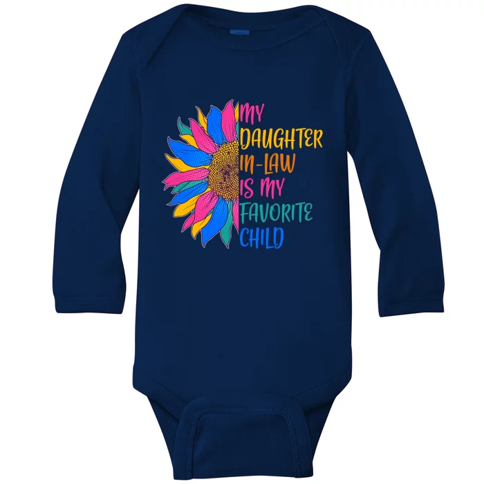 Colorful Sunflower My Daughter In Law Is My Favorite Child Baby Long Sleeve Bodysuit