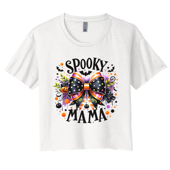 Coquette Spooky Mama Halloween Women's Crop Top Tee