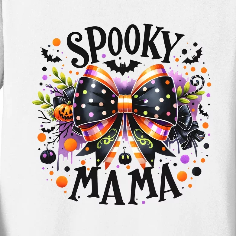 Coquette Spooky Mama Halloween Kids Long Sleeve Shirt