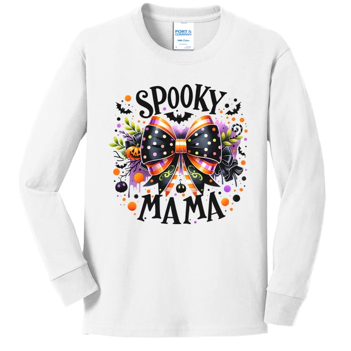 Coquette Spooky Mama Halloween Kids Long Sleeve Shirt