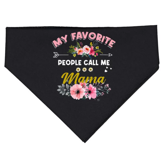 Cute Sunflower My Favorite People Call Me Mama Mothers Day USA-Made Doggie Bandana