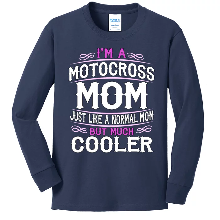 Cute Sporting Mom Gift Motocross Mom Kids Long Sleeve Shirt