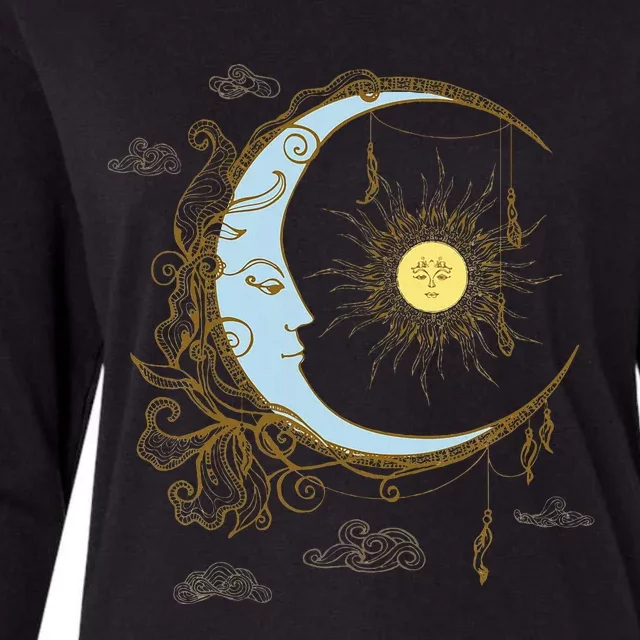 Celestial Sun Moon 90s Witch Whimsigoth Aesthetic Womens Cotton Relaxed Long Sleeve T-Shirt