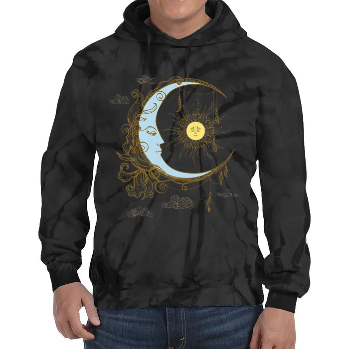 Celestial Sun Moon 90s Witch Whimsigoth Aesthetic Tie Dye Hoodie