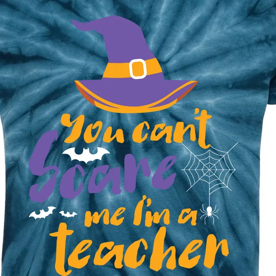 Cant Scare Me Im A Teacher Spooky Witch Halloween Kids Tie-Dye T-Shirt