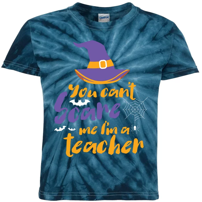 Cant Scare Me Im A Teacher Spooky Witch Halloween Kids Tie-Dye T-Shirt