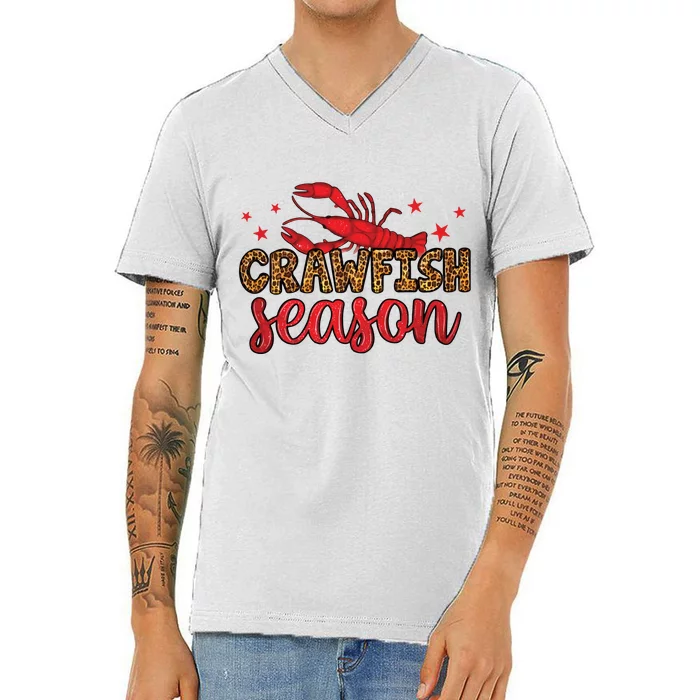 Crawfish Season Mardi Gras Purple Green Gold V-Neck T-Shirt