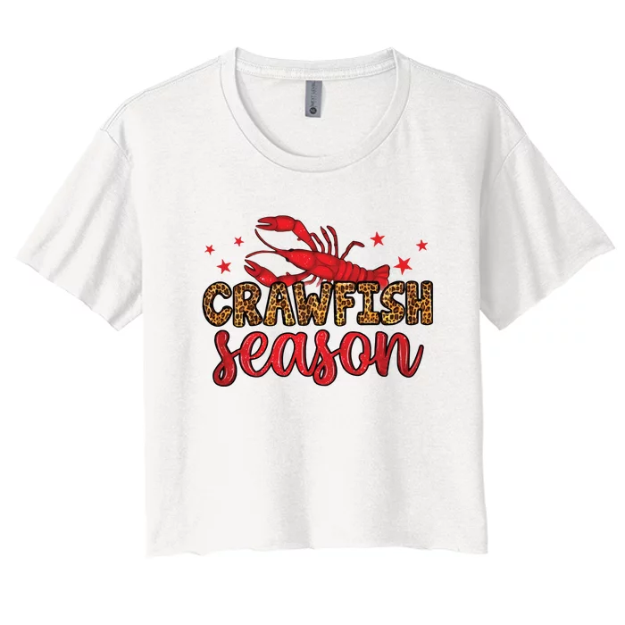 Crawfish Season Mardi Gras Purple Green Gold Women's Crop Top Tee