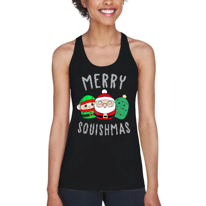 Cute Squishmallow Merry Squishmas Ugly Sweater Family Pjs Women's Racerback Tank