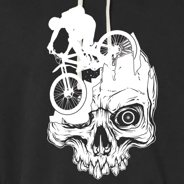 Cool Skull Mountain Biker Illustration Garment-Dyed Fleece Hoodie