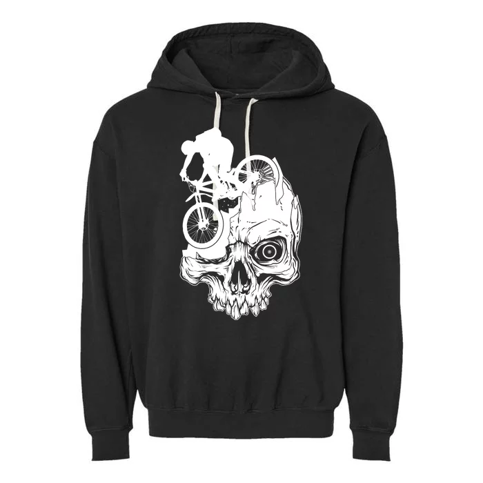 Cool Skull Mountain Biker Illustration Garment-Dyed Fleece Hoodie